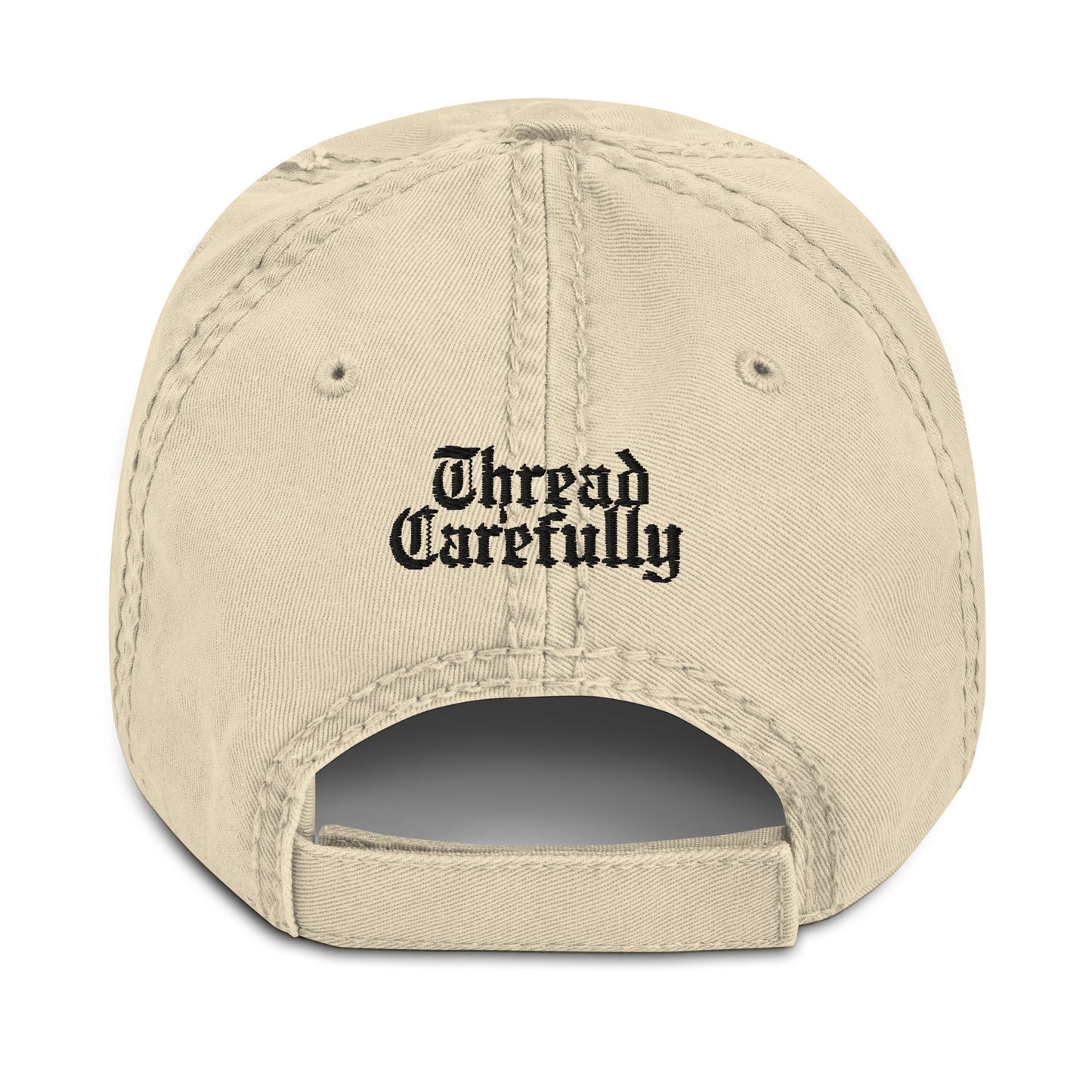 Embroidered Fire Frog: Thread Carefully - Distressed Dad Hat
