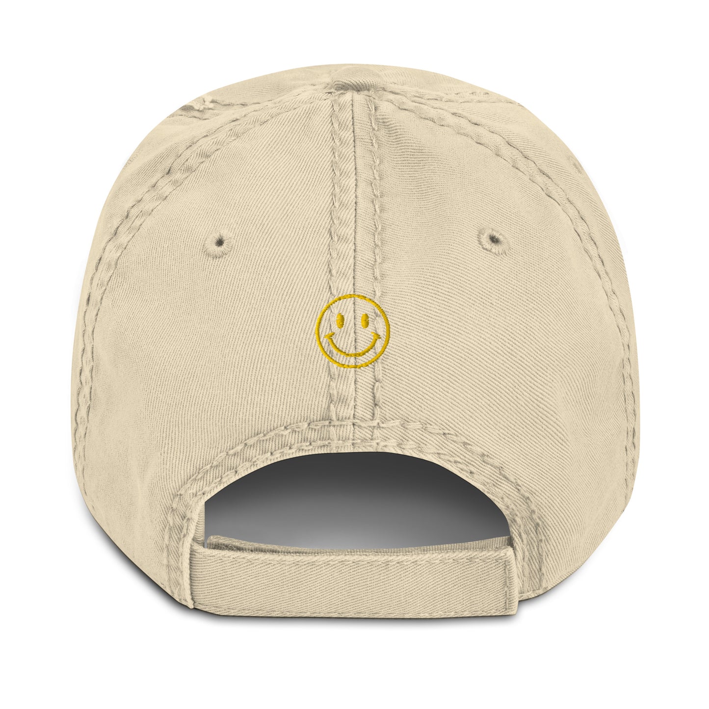 Embroidered Thread Carefully + Smiley: Distressed Dad Hat
