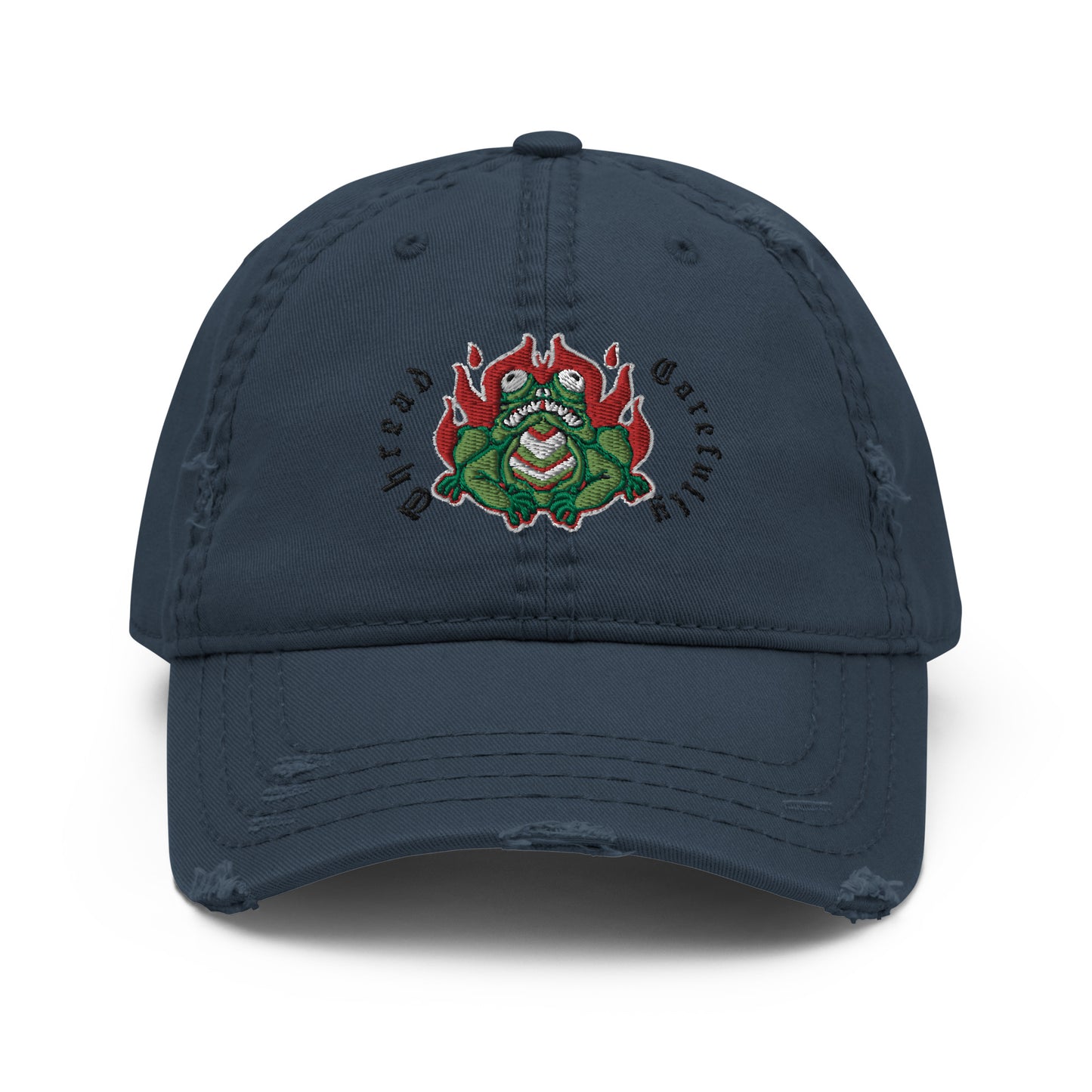 Embroidered Fire Frog: Thread Carefully - Distressed Dad Hat