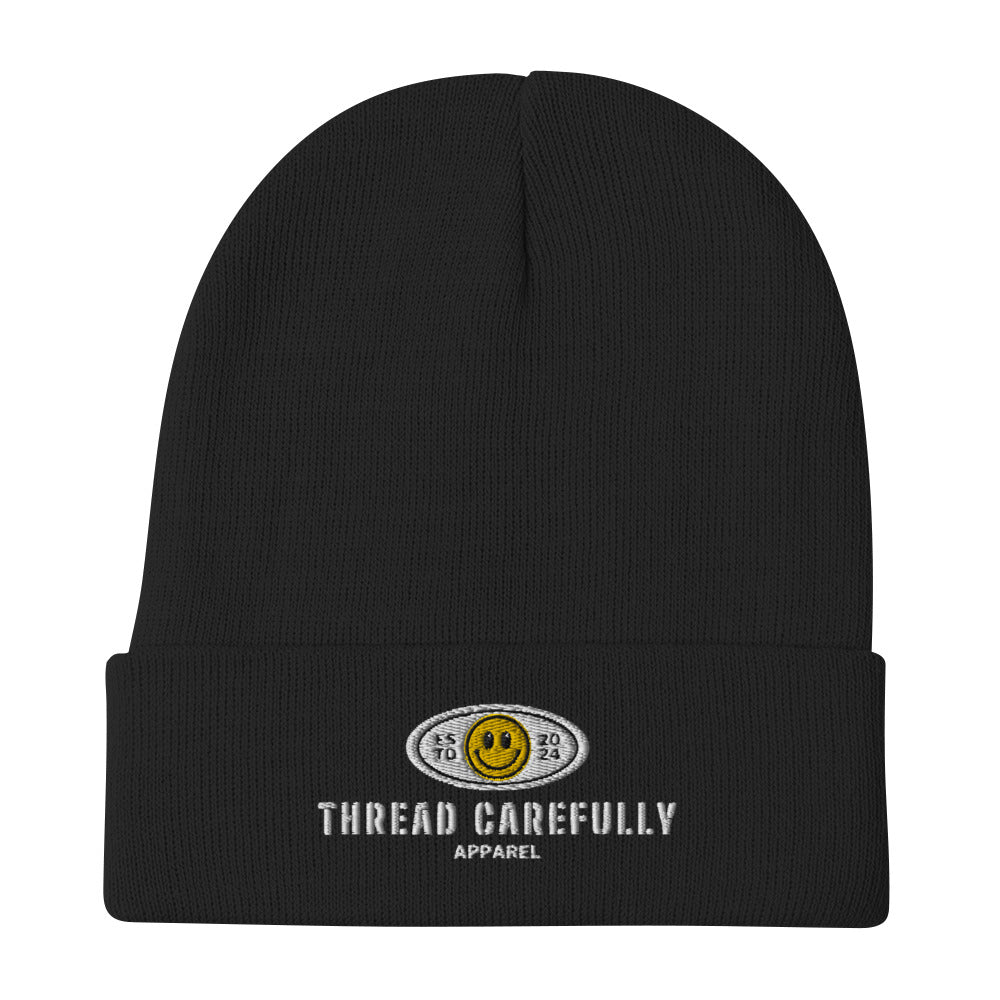 Embroidered Smiley: Thread Carefully - Beanie