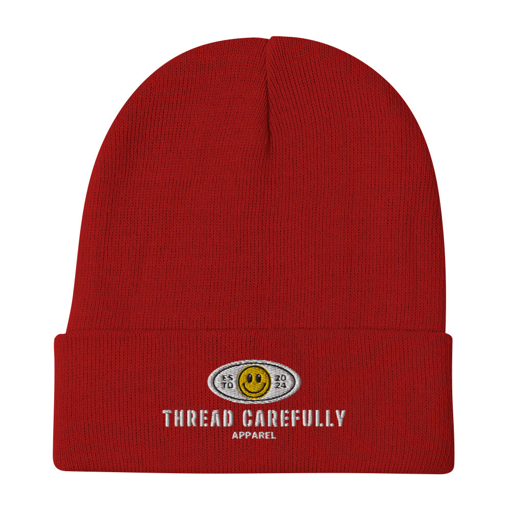 Embroidered Smiley: Thread Carefully - Beanie
