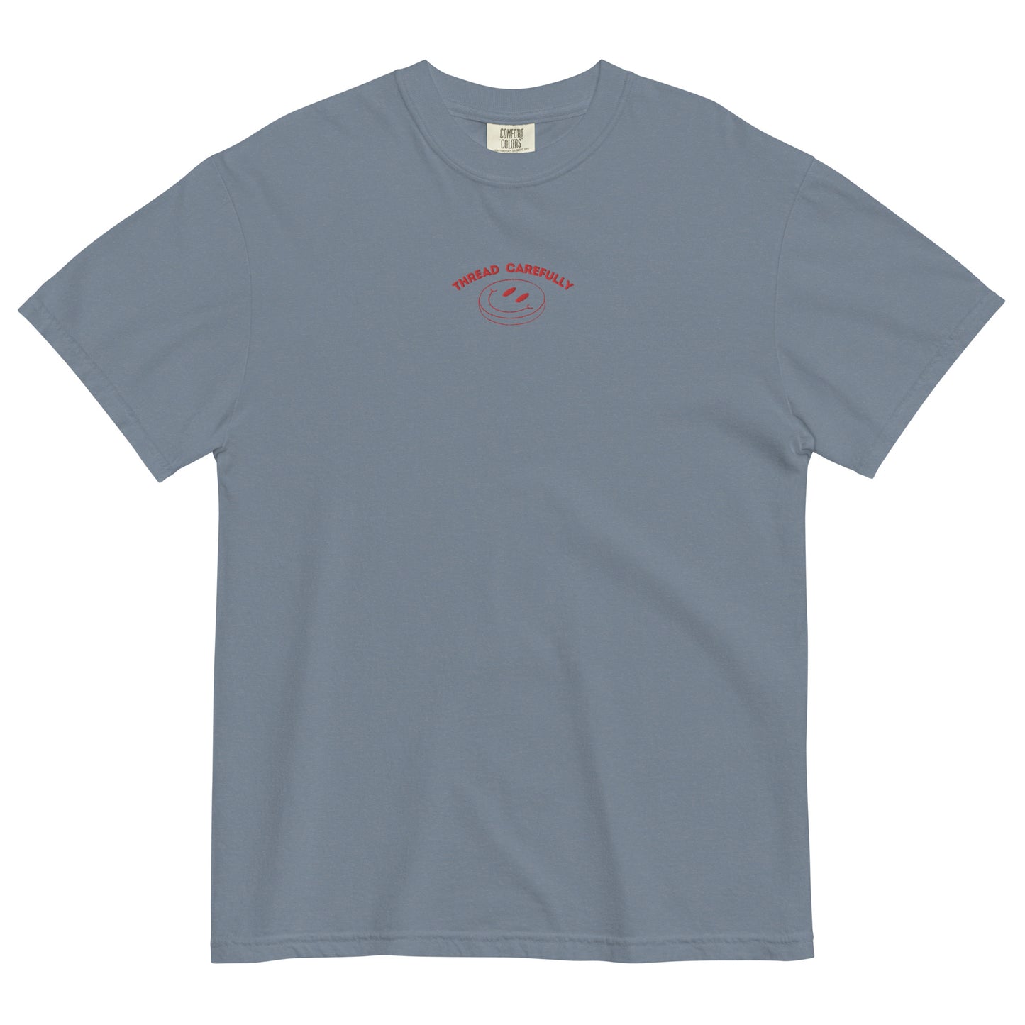 Tentacle Smiley: Embroidered Front - Unisex garment-dyed heavyweight t-shirt