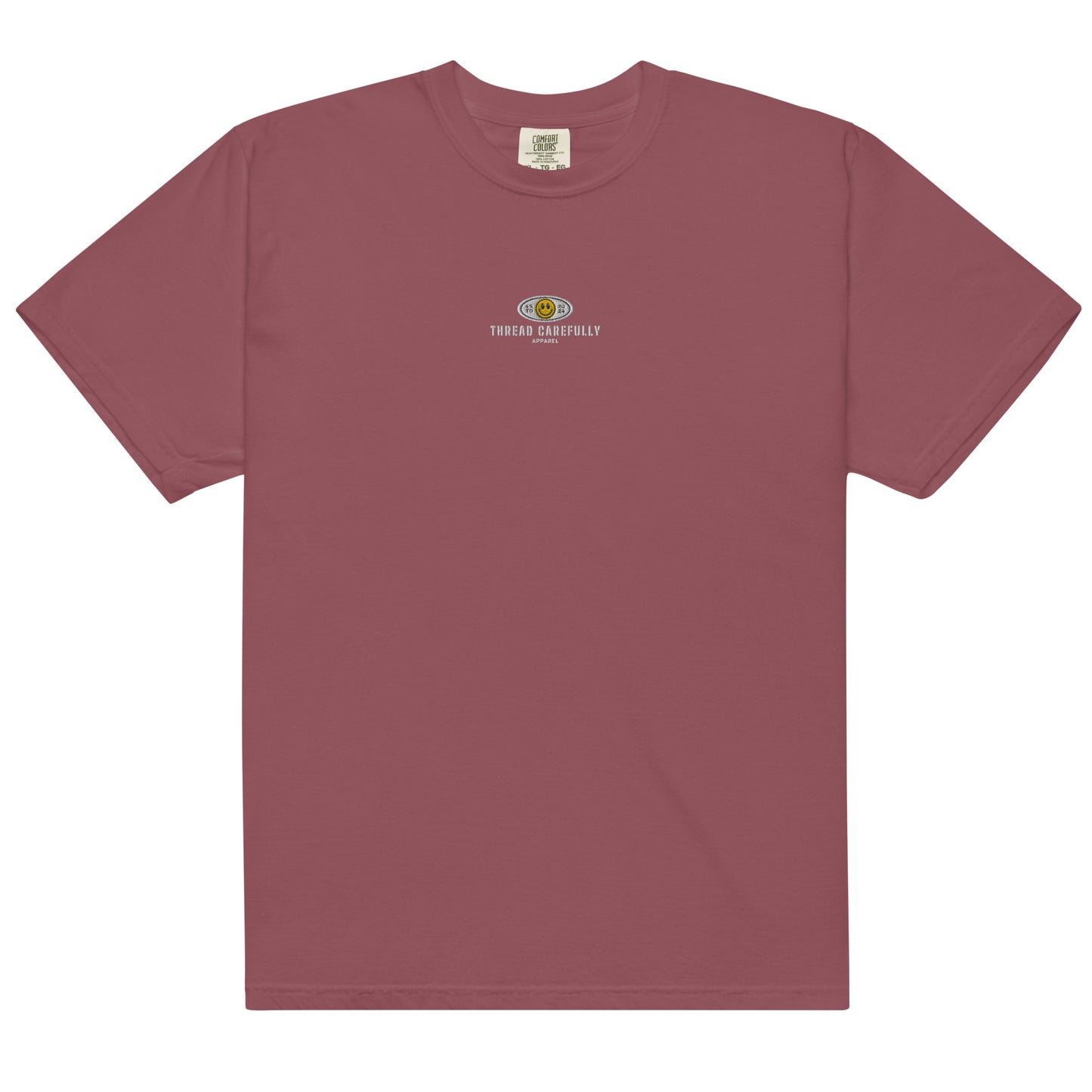 Red Snake Smiley: Embroidered logo - Unisex heavyweight t-shirt