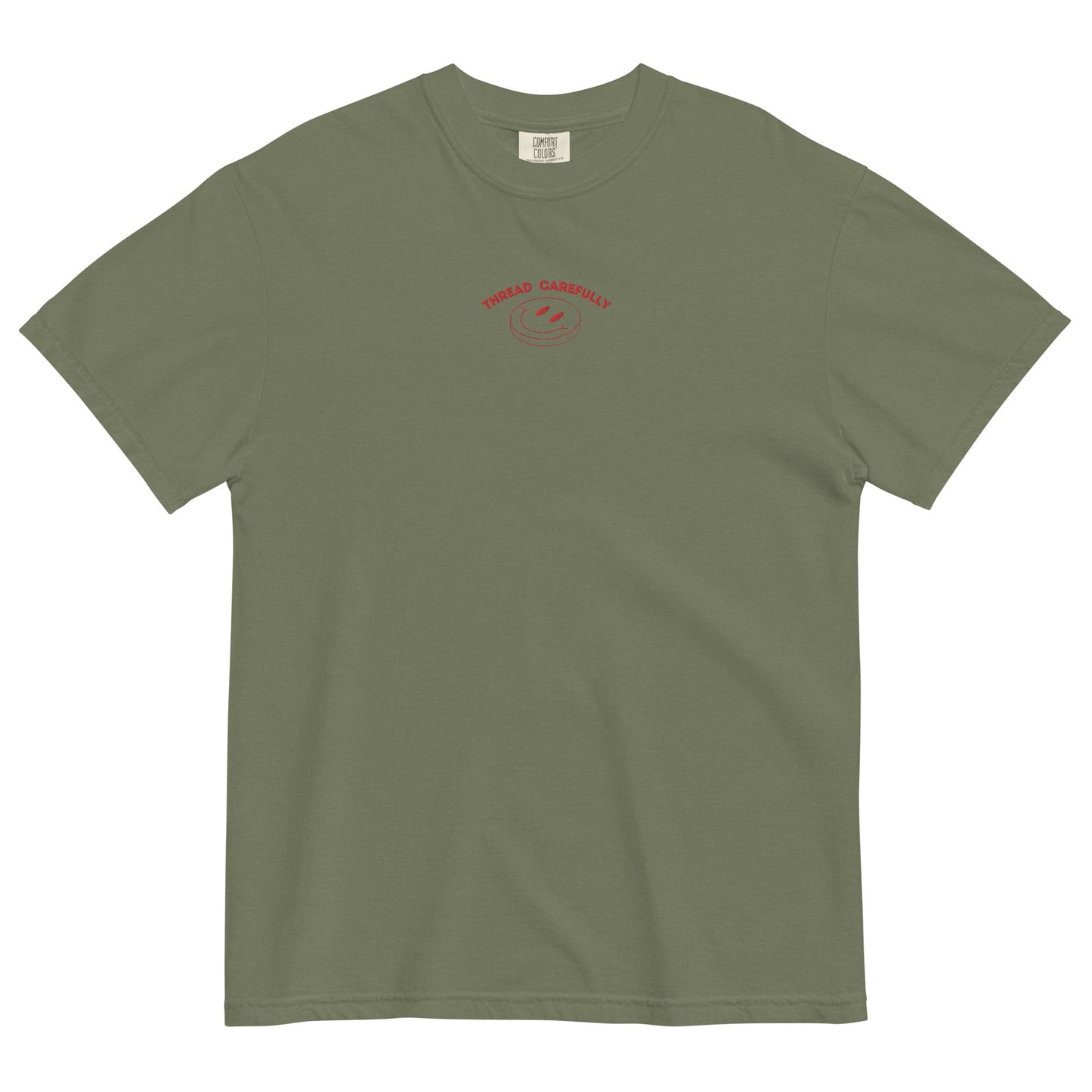Tentacle Smiley: Embroidered Front - Unisex garment-dyed heavyweight t-shirt