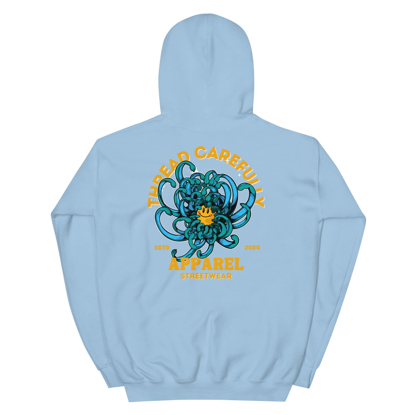 Chrysanthemum Collection: Blue Chrys-mum - Embroidered Smiley Hoodie