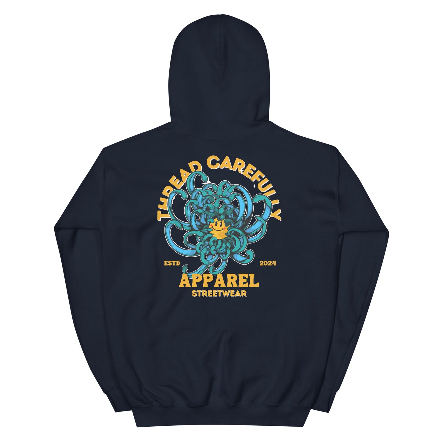 Chrysanthemum Collection: Blue Chrys-mum - Embroidered Smiley Hoodie