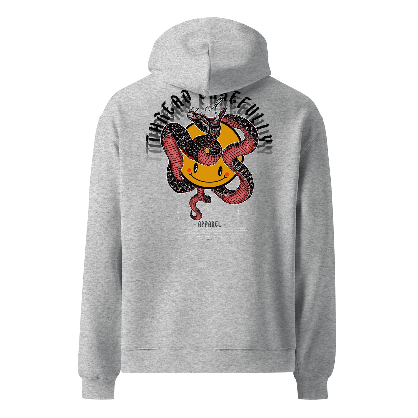 Red Snake Smiley: Embroidered TC - Unisex oversized hoodie