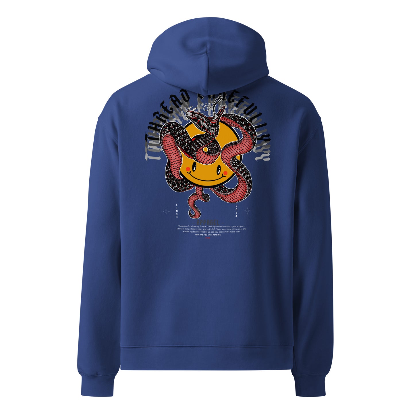 Red Snake Smiley: Embroidered TC - Unisex oversized hoodie