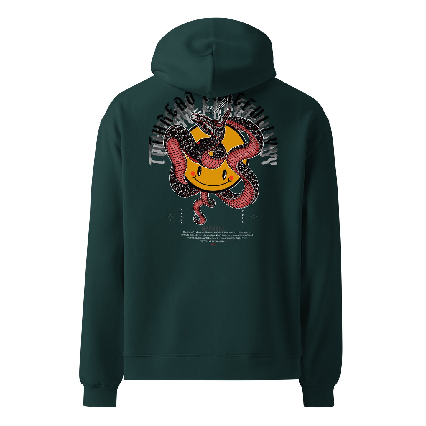 Red Snake Smiley: Embroidered TC - Unisex oversized hoodie