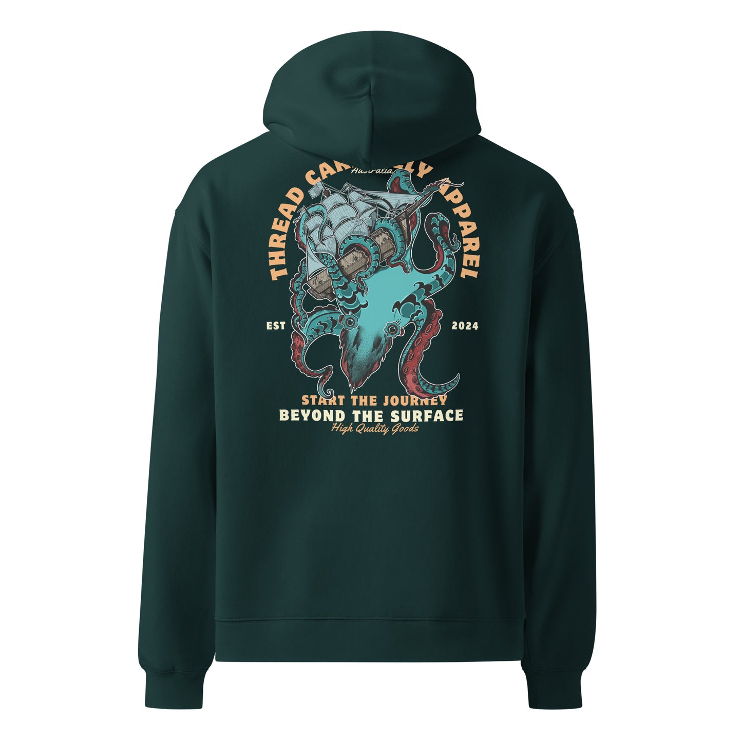 Kraken: Embroidered Unisex oversized premium hoodie
