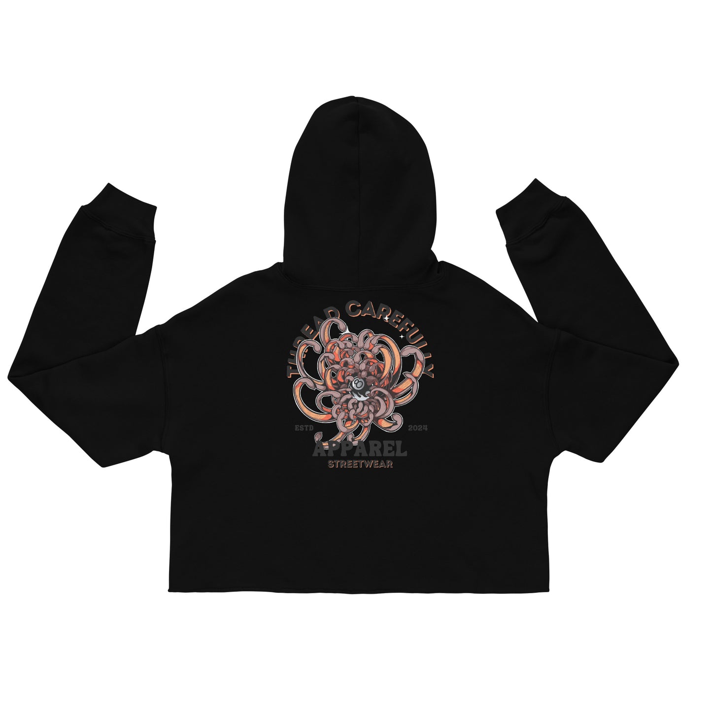 Chrysanthemum Collection: Orange Chrys mum 8 ball - Crop Hoodie