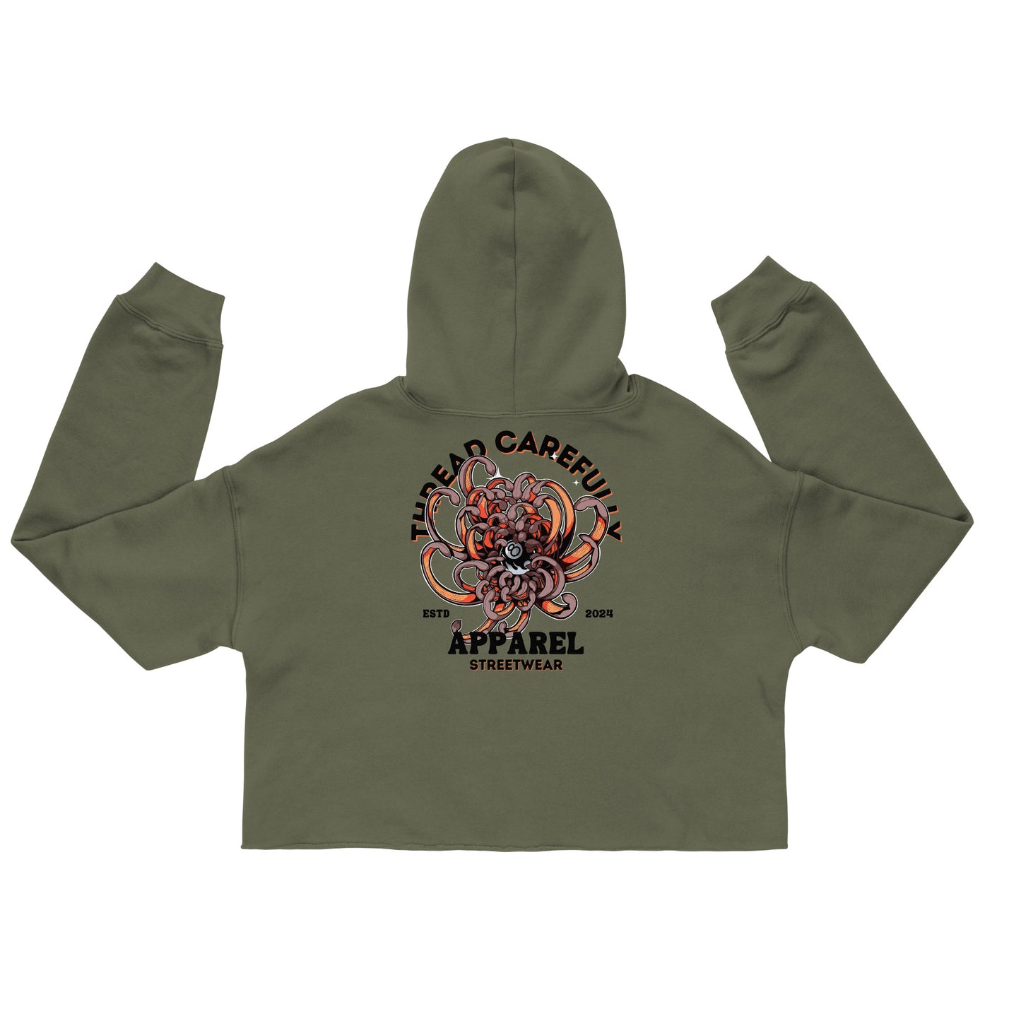 Chrysanthemum Collection: Orange Chrys mum 8 ball - Crop Hoodie
