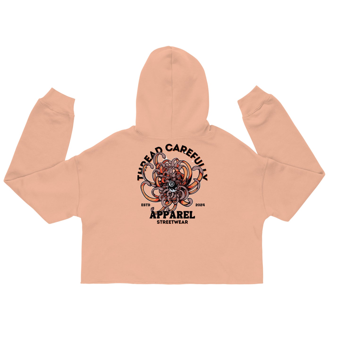 Chrysanthemum Collection: Orange Chrys mum 8 ball - Crop Hoodie