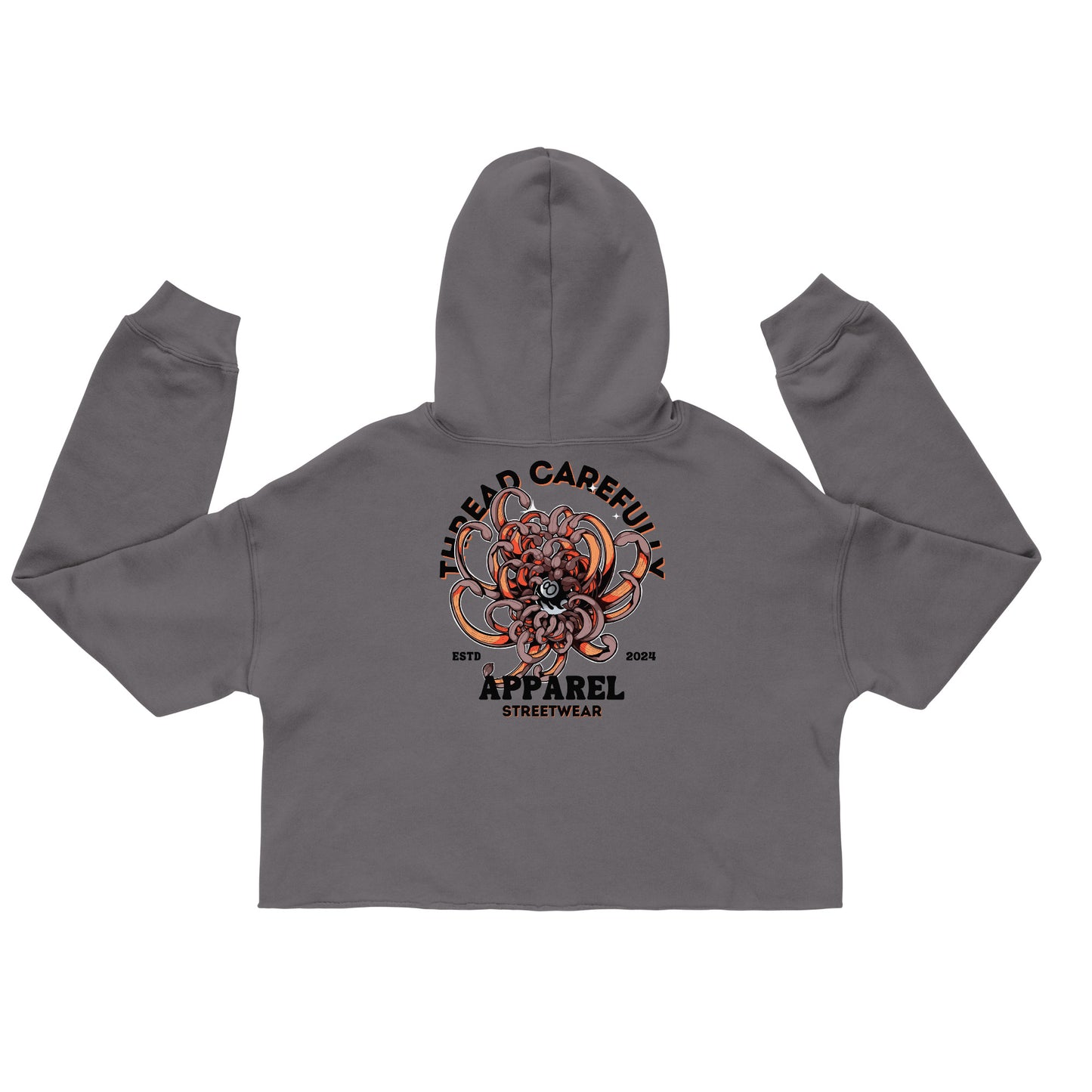 Chrysanthemum Collection: Orange Chrys mum 8 ball - Crop Hoodie