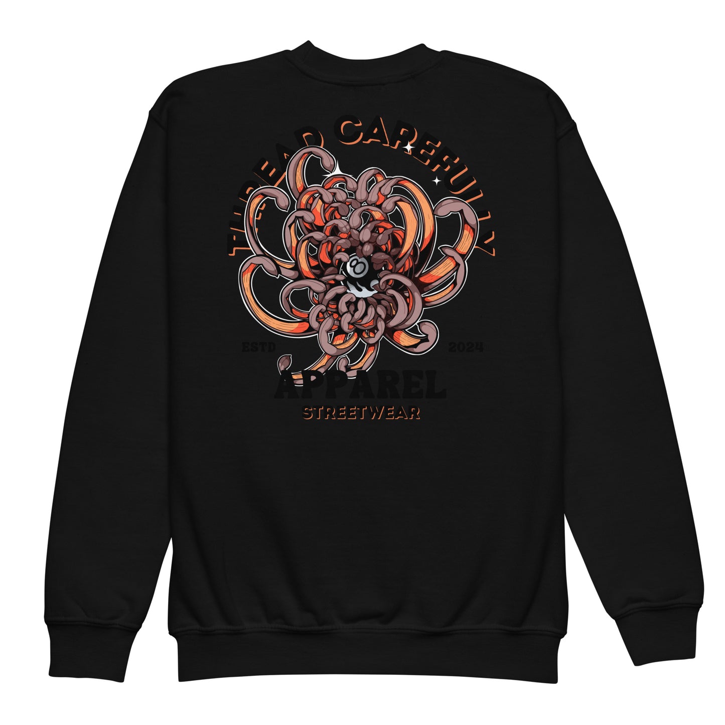 Chrysanthemum Collection: Orange Chrys-mum 8 ball - Youth crewneck sweatshirt