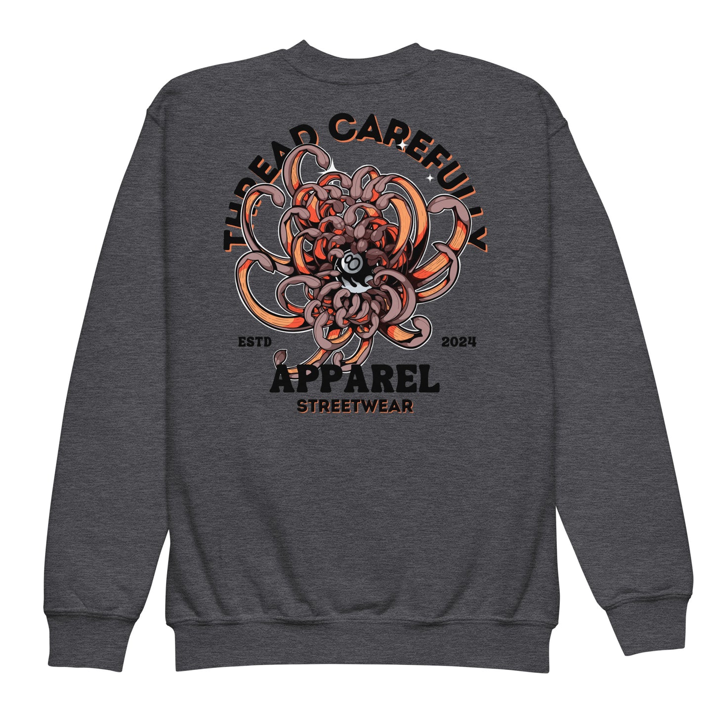 Chrysanthemum Collection: Orange Chrys-mum 8 ball - Youth crewneck sweatshirt