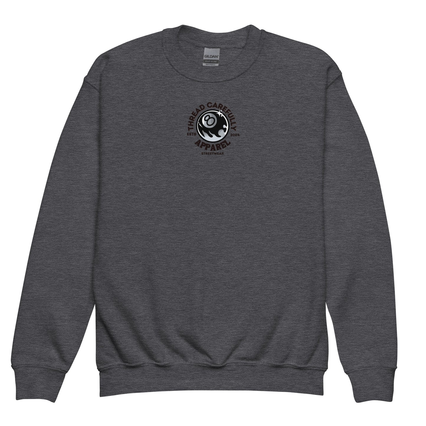 Chrysanthemum Collection: Orange Chrys-mum 8 ball - Youth crewneck sweatshirt