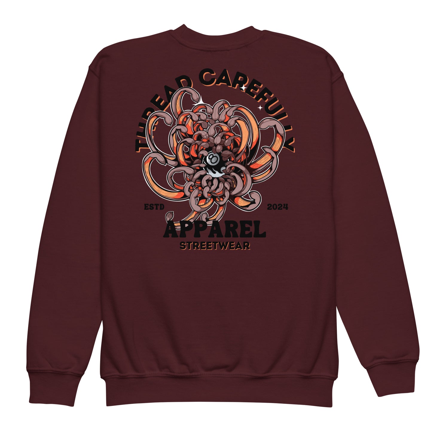 Chrysanthemum Collection: Orange Chrys-mum 8 ball - Youth crewneck sweatshirt