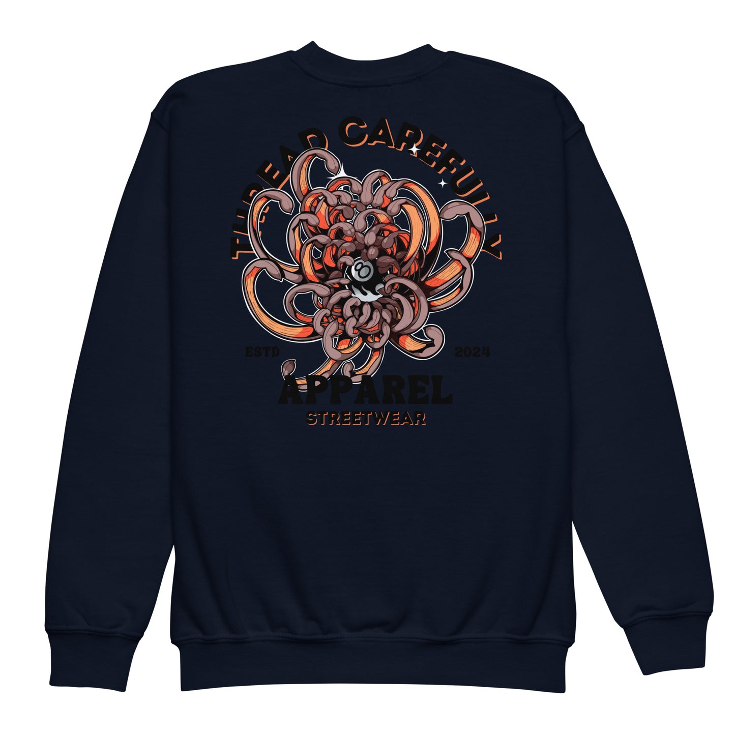 Chrysanthemum Collection: Orange Chrys-mum 8 ball - Youth crewneck sweatshirt