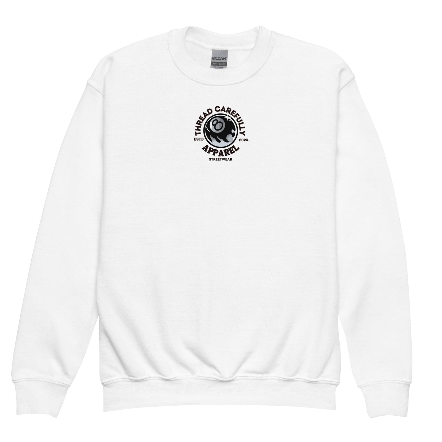 Chrysanthemum Collection: Orange Chrys-mum 8 ball - Youth crewneck sweatshirt