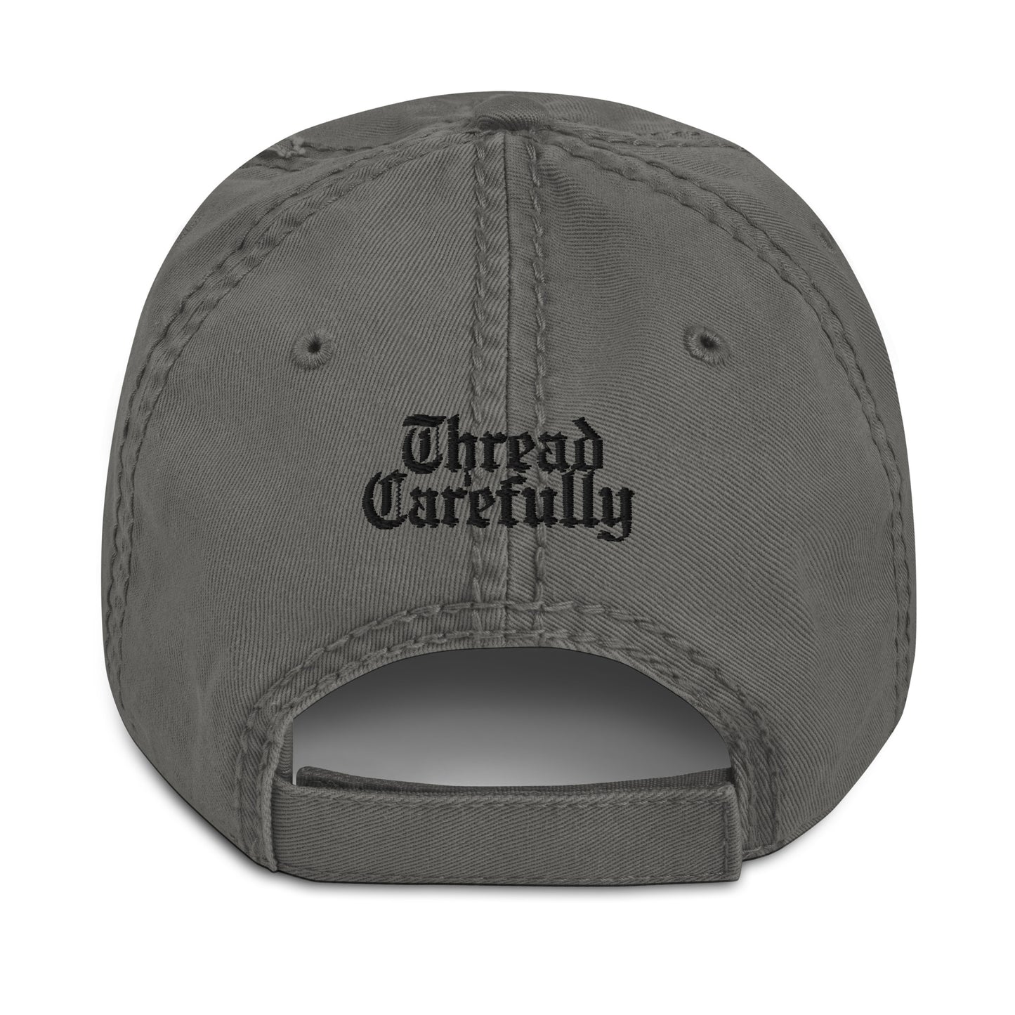 Embroidered Fire Frog: Thread Carefully - Distressed Dad Hat