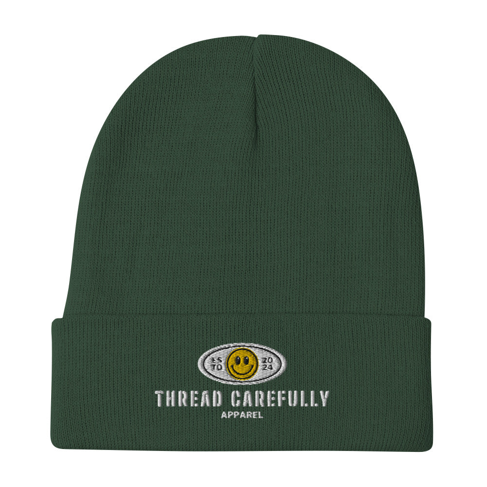 Embroidered Smiley: Thread Carefully - Beanie