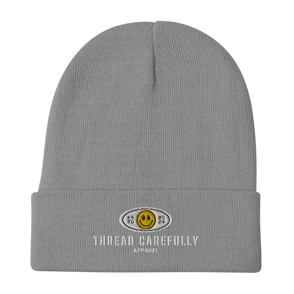 Embroidered Smiley: Thread Carefully - Beanie