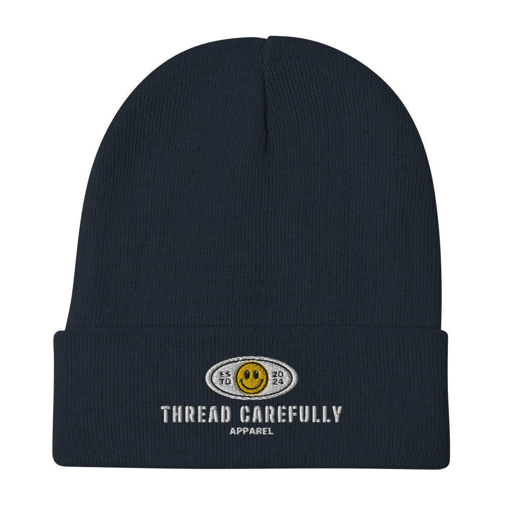 Embroidered Smiley: Thread Carefully - Beanie