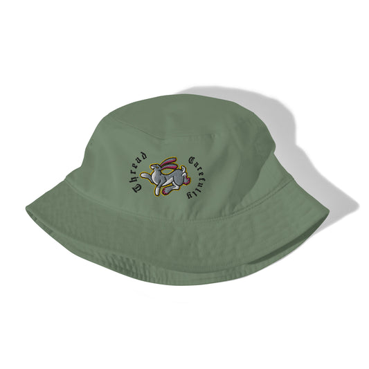 Embroidered Leaping Rabbit: Organic bucket hat