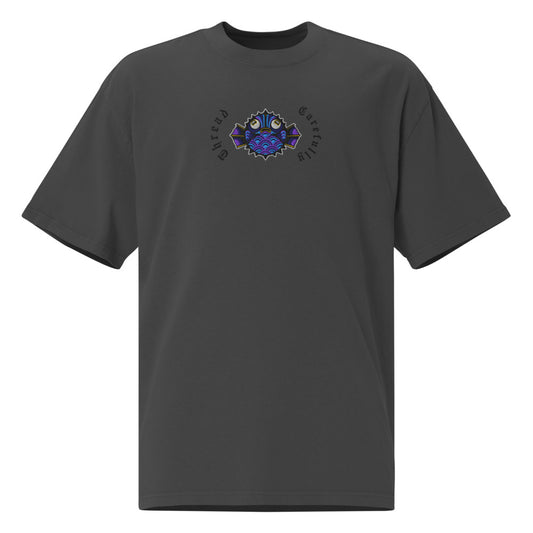 Puffer Fish: Embroidered Premium Oversized faded t-shirt