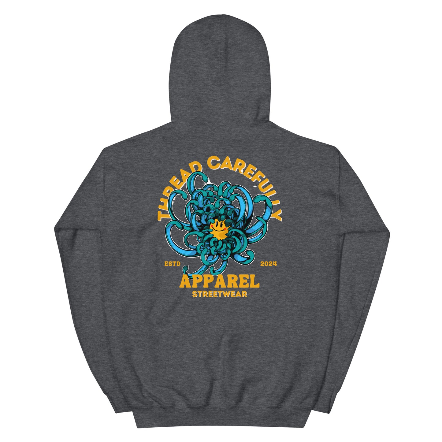 Chrysanthemum Collection: Blue Chrys-mum - Embroidered Smiley Hoodie