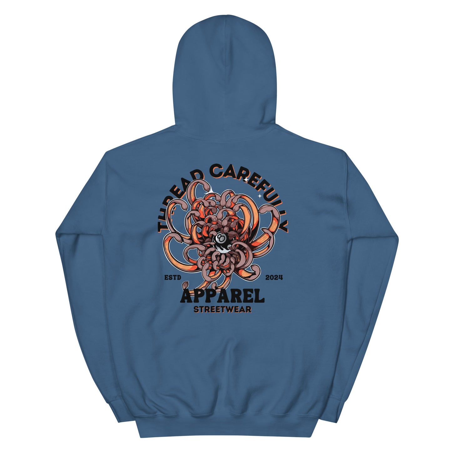 Chrysanthemum Collection: Orange 8 Ball Chrys-mum - Embroidered 8 Ball Hoodie