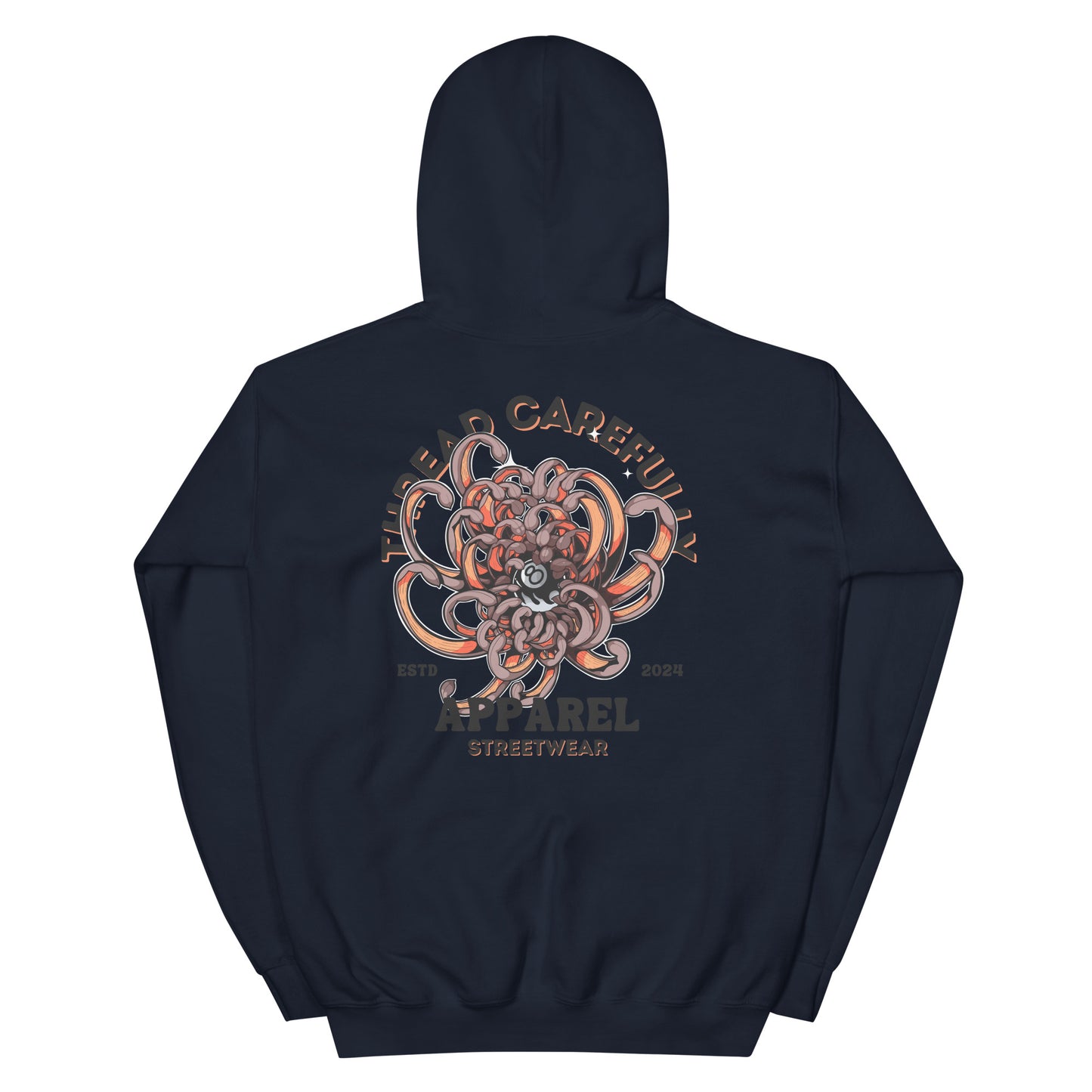 Chrysanthemum Collection: Orange 8 Ball Chrys-mum - Embroidered 8 Ball Hoodie