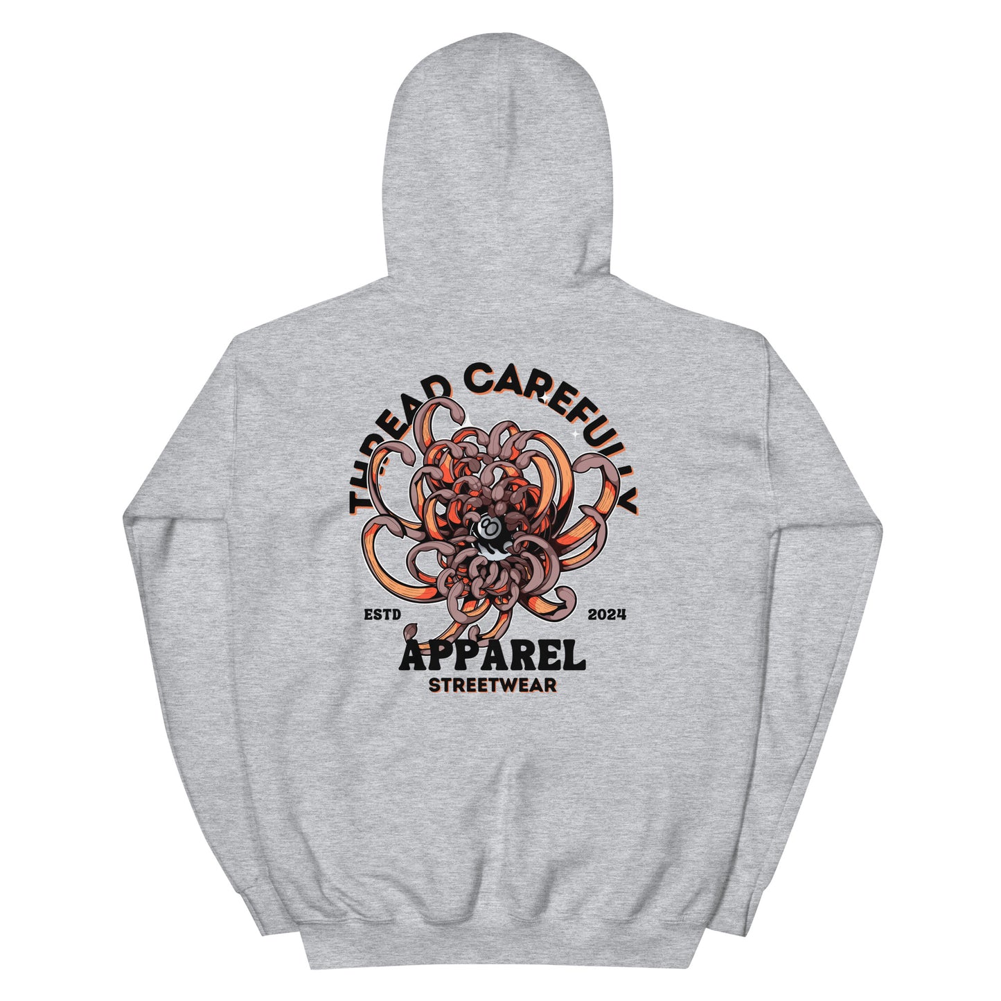 Chrysanthemum Collection: Orange 8 Ball Chrys-mum - Embroidered 8 Ball Hoodie