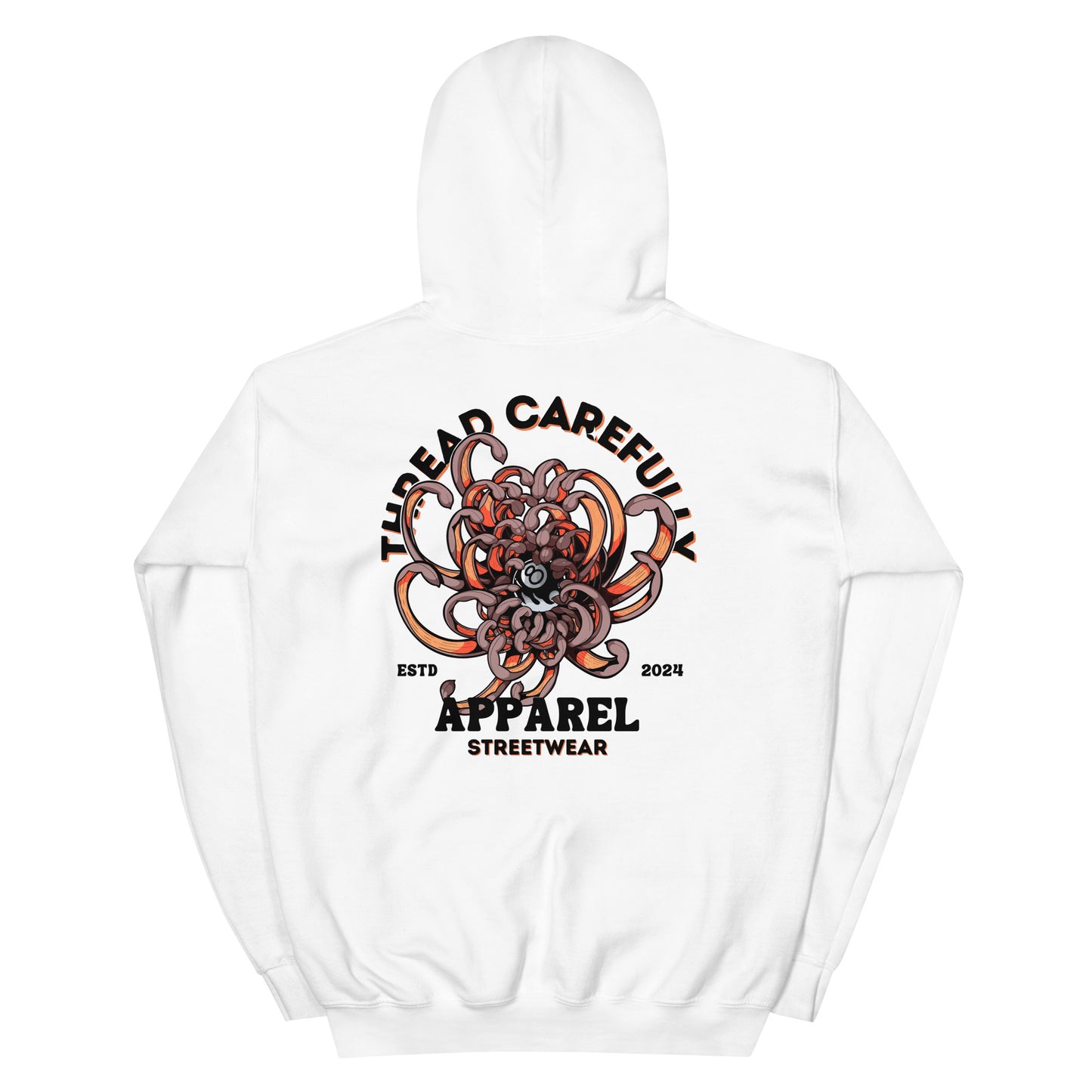 Chrysanthemum Collection: Orange 8 Ball Chrys-mum - Embroidered 8 Ball Hoodie
