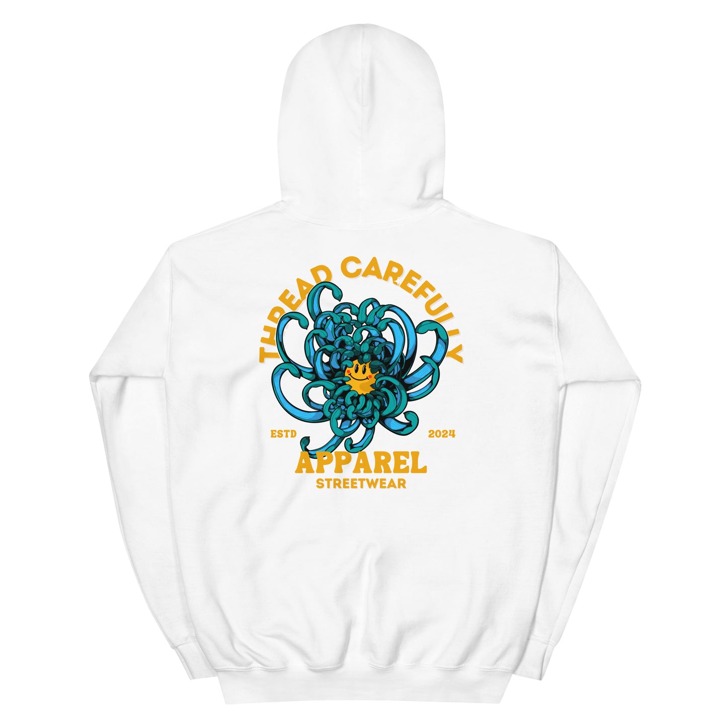 Chrysanthemum Collection: Blue Chrys-mum - Embroidered Smiley Hoodie