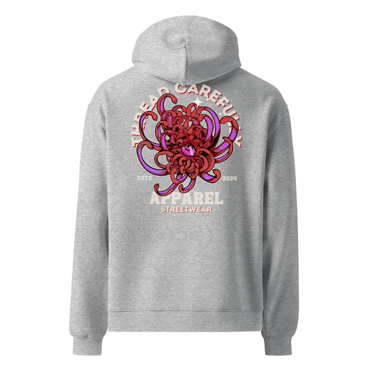 Chrysanthemum Collection: Red Chrys-mum Eye - Embroidered TC - Unisex oversized hoodie