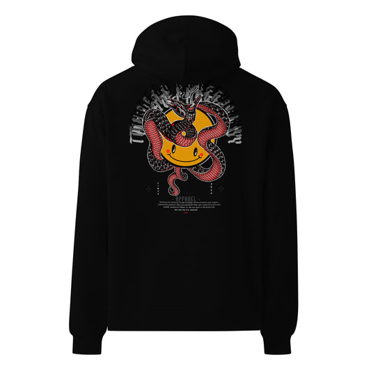 Red Snake Smiley: Embroidered TC - Unisex oversized hoodie