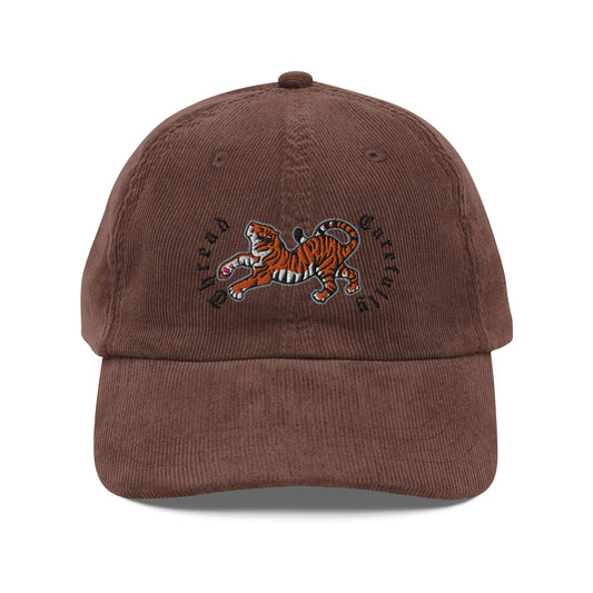 Embroidered Tiger: Vintage corduroy cap