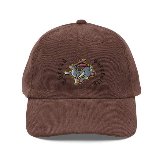 Embroidered Rabbit: Vintage corduroy cap