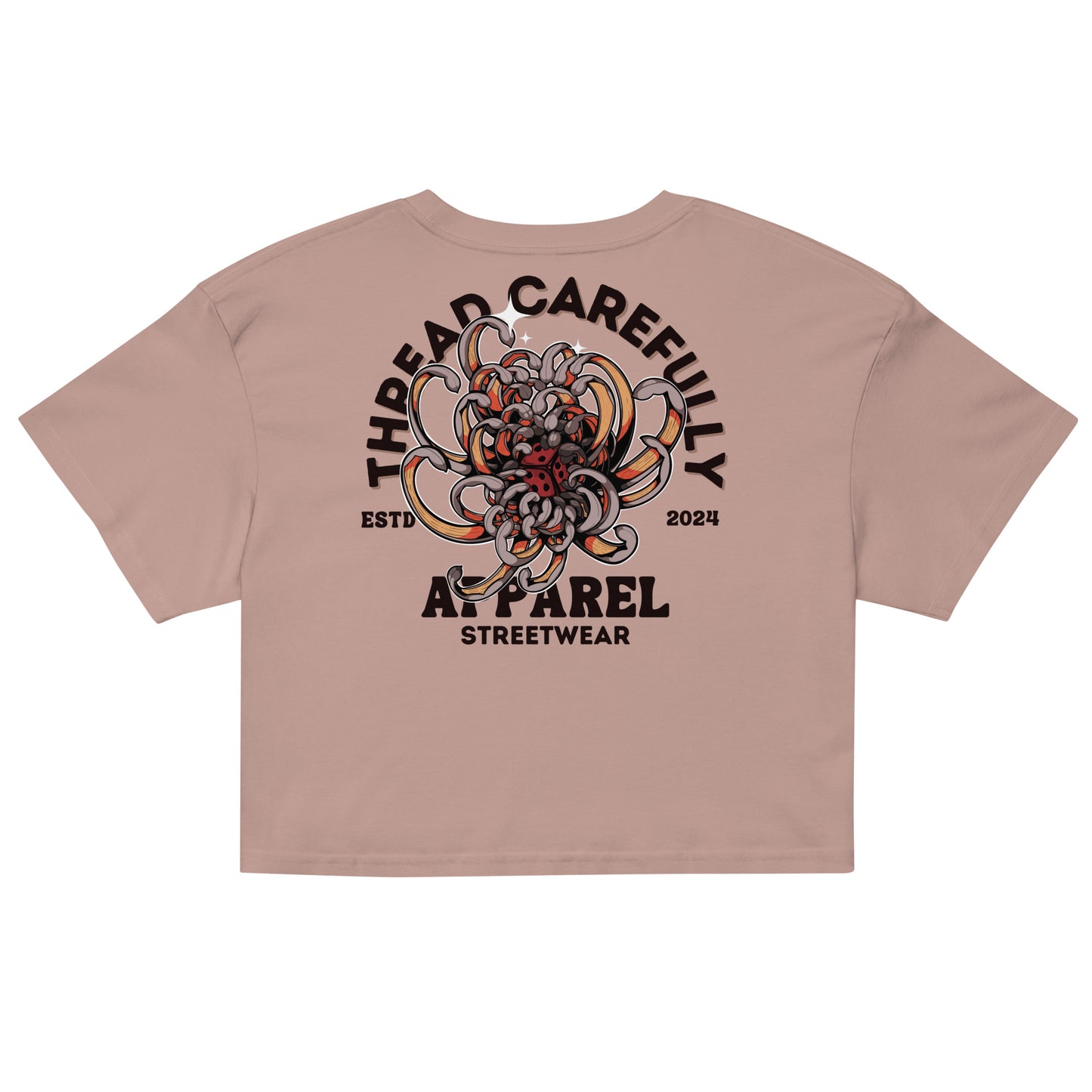 Chrysanthemum Collection: Orange Chrys-mum red dice - Women’s crop top