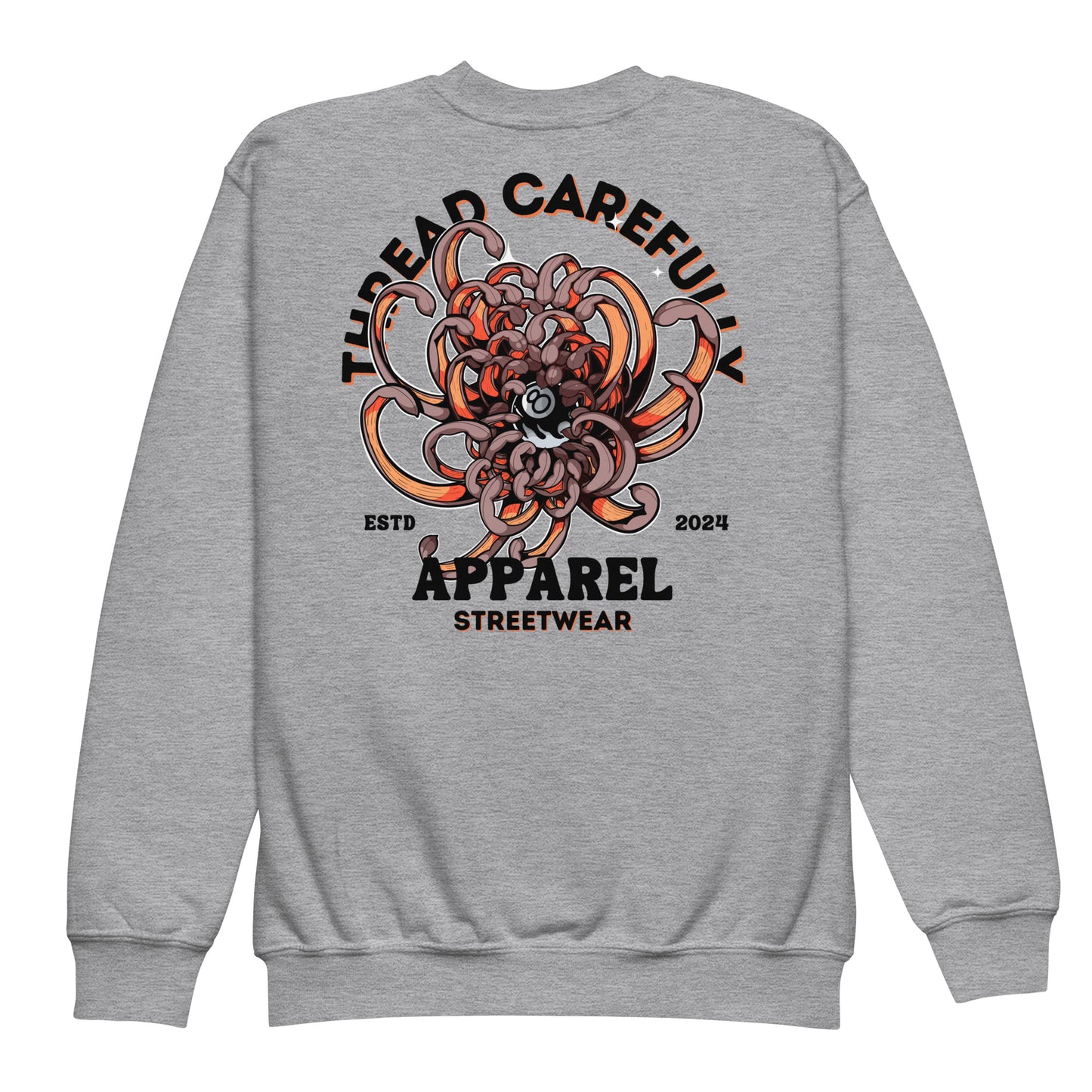 Chrysanthemum Collection: Orange Chrys-mum 8 ball - Youth crewneck sweatshirt