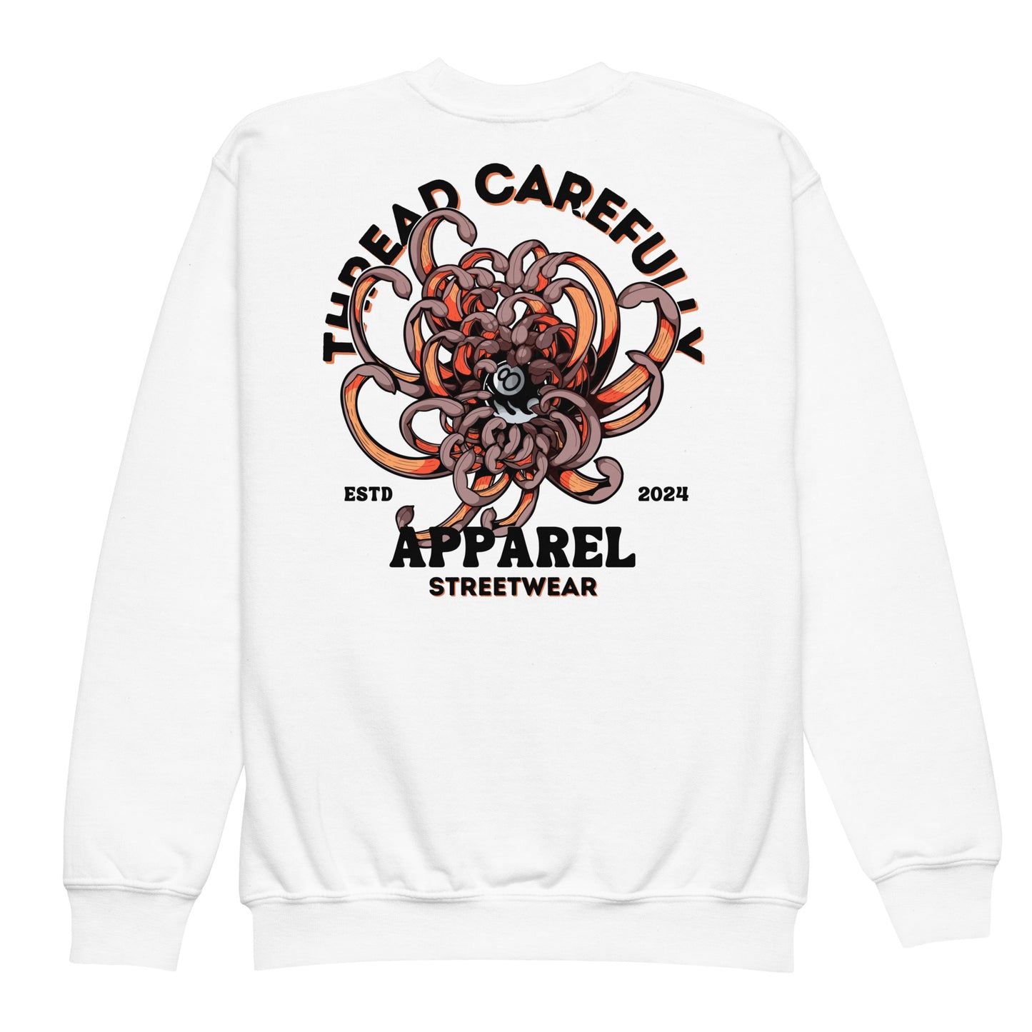 Chrysanthemum Collection: Orange Chrys-mum 8 ball - Youth crewneck sweatshirt